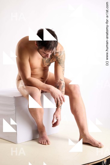 Nude Man White Sitting poses - simple Slim Short Brown Sitting poses - ALL Standard Photoshoot Realistic