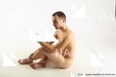 Nude Man White Sitting poses - simple Slim Short Brown Sitting poses - ALL Standard Photoshoot Realistic