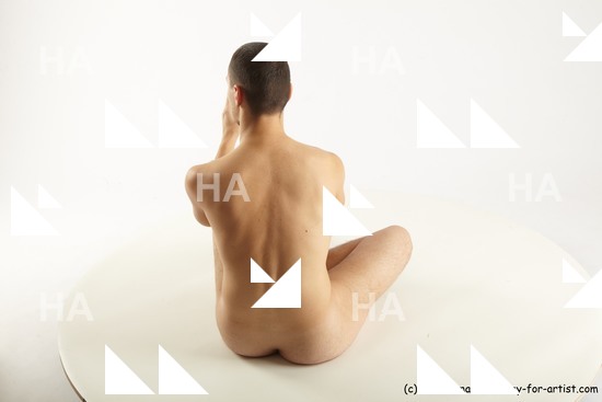 Nude Man White Sitting poses - simple Slim Short Brown Sitting poses - ALL Standard Photoshoot Realistic