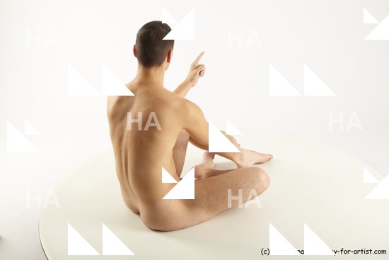 Nude Man White Sitting poses - simple Slim Short Brown Sitting poses - ALL Standard Photoshoot Realistic