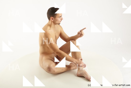 Nude Man White Sitting poses - simple Slim Short Brown Sitting poses - ALL Standard Photoshoot Realistic