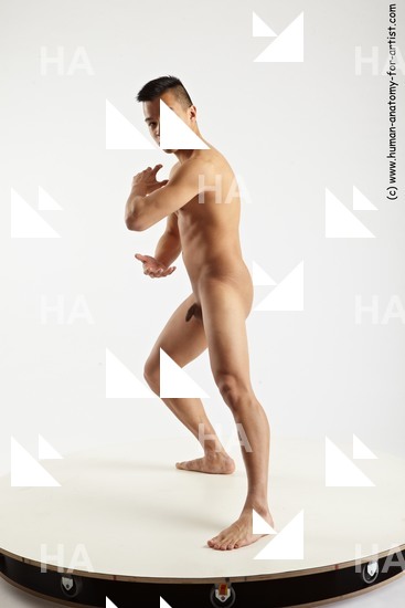 Nude Martial art Man Asian Standing poses - ALL Slim Short Black Standing poses - simple Standard Photoshoot Realistic Fighting poses - ALL