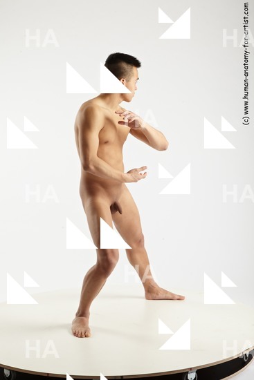 Nude Martial art Man Asian Standing poses - ALL Slim Short Black Standing poses - simple Standard Photoshoot Realistic Fighting poses - ALL