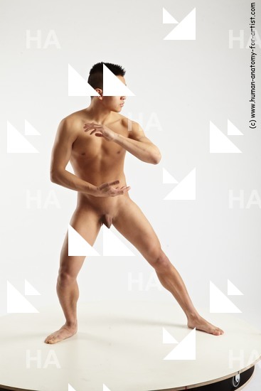 Nude Martial art Man Asian Standing poses - ALL Slim Short Black Standing poses - simple Standard Photoshoot Realistic Fighting poses - ALL