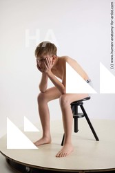 Underwear Man White Sitting poses - simple Slim Short Brown Sitting poses - ALL Standard Photoshoot  Academic