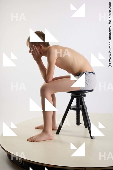 Underwear Man White Sitting poses - simple Slim Short Brown Sitting poses - ALL Standard Photoshoot  Academic