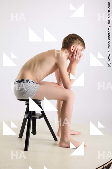 Underwear Man White Sitting poses - simple Slim Short Brown Sitting poses - ALL Standard Photoshoot  Academic