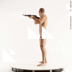 Nude Fighting with gun Man White Standing poses - ALL Muscular Short Brown Standing poses - simple Standard Photoshoot Realistic Fighting poses - ALL