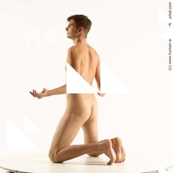 Nude Man White Kneeling poses - ALL Slim Short Brown Kneeling poses - on both knees Standard Photoshoot Realistic