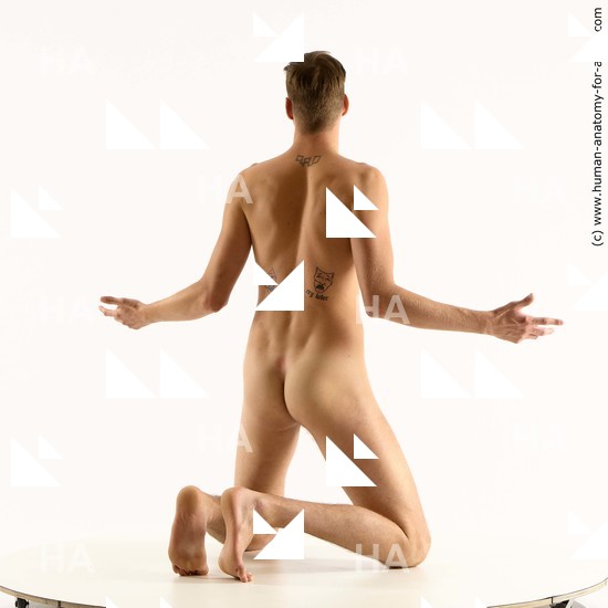 Nude Man White Kneeling poses - ALL Slim Short Brown Kneeling poses - on both knees Standard Photoshoot Realistic