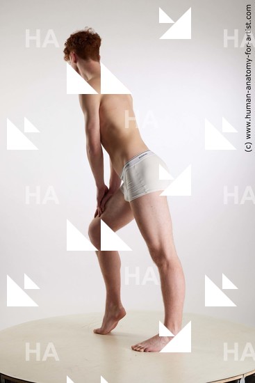 Underwear Man White Standing poses - ALL Slim Short Red Standing poses - simple Standard Photoshoot Academic