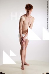 Underwear Man White Standing poses - ALL Slim Short Red Standing poses - simple Standard Photoshoot Academic