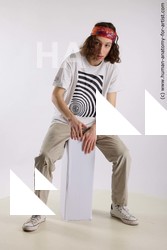 Casual Man White Sitting poses - simple Slim Long Brown Sitting poses - ALL Standard Photoshoot  Academic