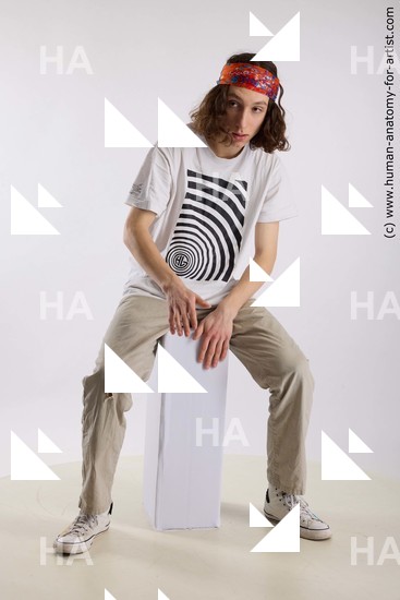 Casual Man White Sitting poses - simple Slim Long Brown Sitting poses - ALL Standard Photoshoot  Academic