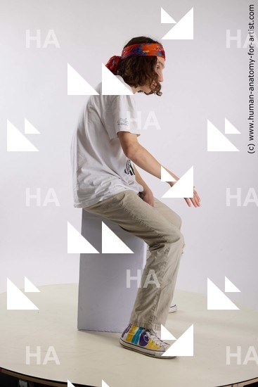 Casual Man White Sitting poses - simple Slim Long Brown Sitting poses - ALL Standard Photoshoot  Academic