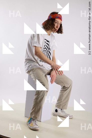 Casual Man White Sitting poses - simple Slim Long Brown Sitting poses - ALL Standard Photoshoot  Academic