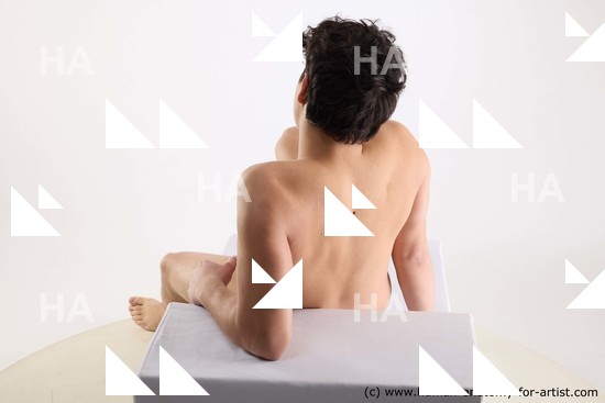 Nude Man White Sitting poses - simple Slim Short Brown Sitting poses - ALL Standard Photoshoot Realistic