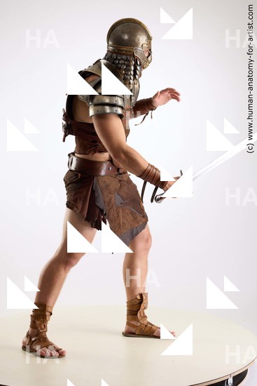 Casual Fighting with sword Man White Standing poses - ALL Muscular Short Brown Standing poses - simple Standard Photoshoot Academic Fighting poses - ALL