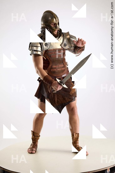 Casual Fighting with sword Man White Standing poses - ALL Muscular Short Brown Standing poses - simple Standard Photoshoot Academic Fighting poses - ALL