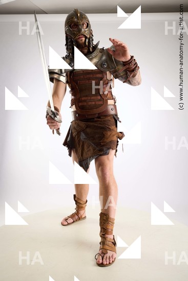 Casual Fighting with sword Man White Standing poses - ALL Muscular Short Brown Standing poses - simple Standard Photoshoot Academic Fighting poses - ALL