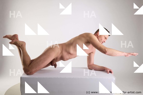 Nude Man White Laying poses - ALL Slim Short Brown Laying poses - on stomach Standard Photoshoot Realistic