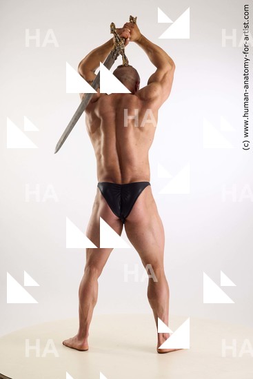 Swimsuit Fighting with sword Man White Standing poses - ALL Muscular Short Brown Standing poses - simple Standard Photoshoot Academic Fighting poses - ALL