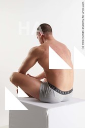 Underwear Man White Sitting poses - simple Muscular Short Brown Sitting poses - ALL Standard Photoshoot Academic
