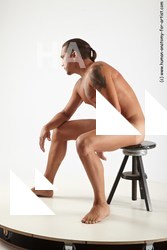 Nude Man Sitting poses - simple Slim Medium Brown Sitting poses - ALL Standard Photoshoot Realistic