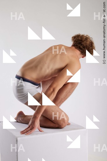 Underwear Man White Kneeling poses - ALL Athletic Short Brown Kneeling poses - on one knee Standard Photoshoot Academic