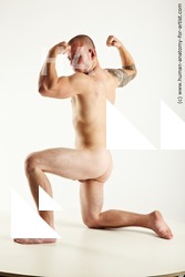 Nude Man White Kneeling poses - ALL Muscular Short Brown Kneeling poses - on one knee Standard Photoshoot Realistic