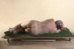 Nude Man White Laying poses - ALL Average Bald Grey Laying poses - on side Realistic