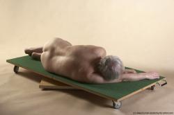 Nude Man White Laying poses - ALL Average Bald Grey Laying poses - on side Realistic