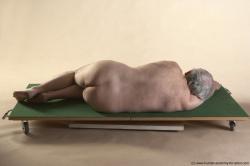 Nude Man White Laying poses - ALL Average Bald Grey Laying poses - on side Realistic