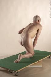 Nude Man White Kneeling poses - ALL Slim Bald Kneeling poses - on one knee Realistic