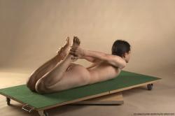 Nude Man Another Laying poses - ALL Slim Long Brown Laying poses - on stomach Realistic