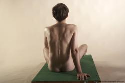 Nude Man White Sitting poses - simple Slim Short Brown Sitting poses - ALL Realistic