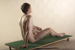 Nude Man White Sitting poses - simple Slim Short Brown Sitting poses - ALL Realistic