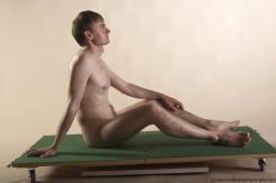 Nude Man White Sitting poses - simple Slim Short Brown Sitting poses - ALL Realistic