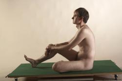 Nude Man White Sitting poses - simple Slim Short Brown Sitting poses - ALL Realistic