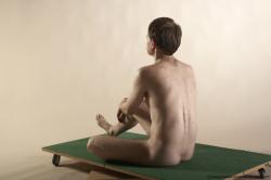 Nude Man White Sitting poses - simple Slim Short Brown Sitting poses - ALL Realistic