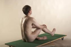 Nude Man White Sitting poses - simple Slim Short Brown Sitting poses - ALL Realistic