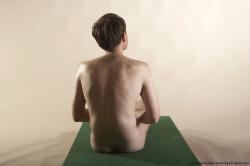 Nude Man White Sitting poses - simple Slim Short Brown Sitting poses - ALL Realistic