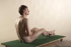 Nude Man White Sitting poses - simple Slim Short Brown Sitting poses - ALL Realistic