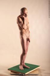 Nude Man White Standing poses - ALL Slim Bald Standing poses - simple Realistic