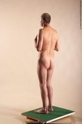 Nude Man White Standing poses - ALL Slim Bald Standing poses - simple Realistic