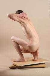 Nude Man White Kneeling poses - ALL Underweight Short Brown Kneeling poses - on one knee Realistic
