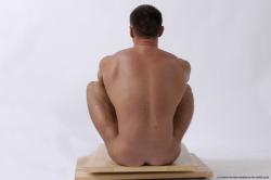Nude Man White Sitting poses - simple Muscular Short Brown Sitting poses - ALL Realistic