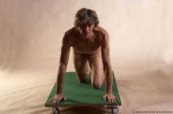 Nude Man White Kneeling poses - ALL Slim Short Grey Kneeling poses - on both knees Realistic