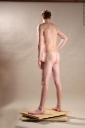 Nude Man White Standing poses - ALL Slim Short Red Standing poses - simple Realistic