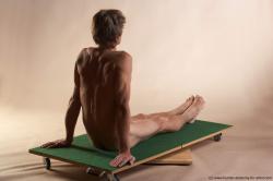 Nude Man White Sitting poses - simple Slim Short Grey Sitting poses - ALL Realistic